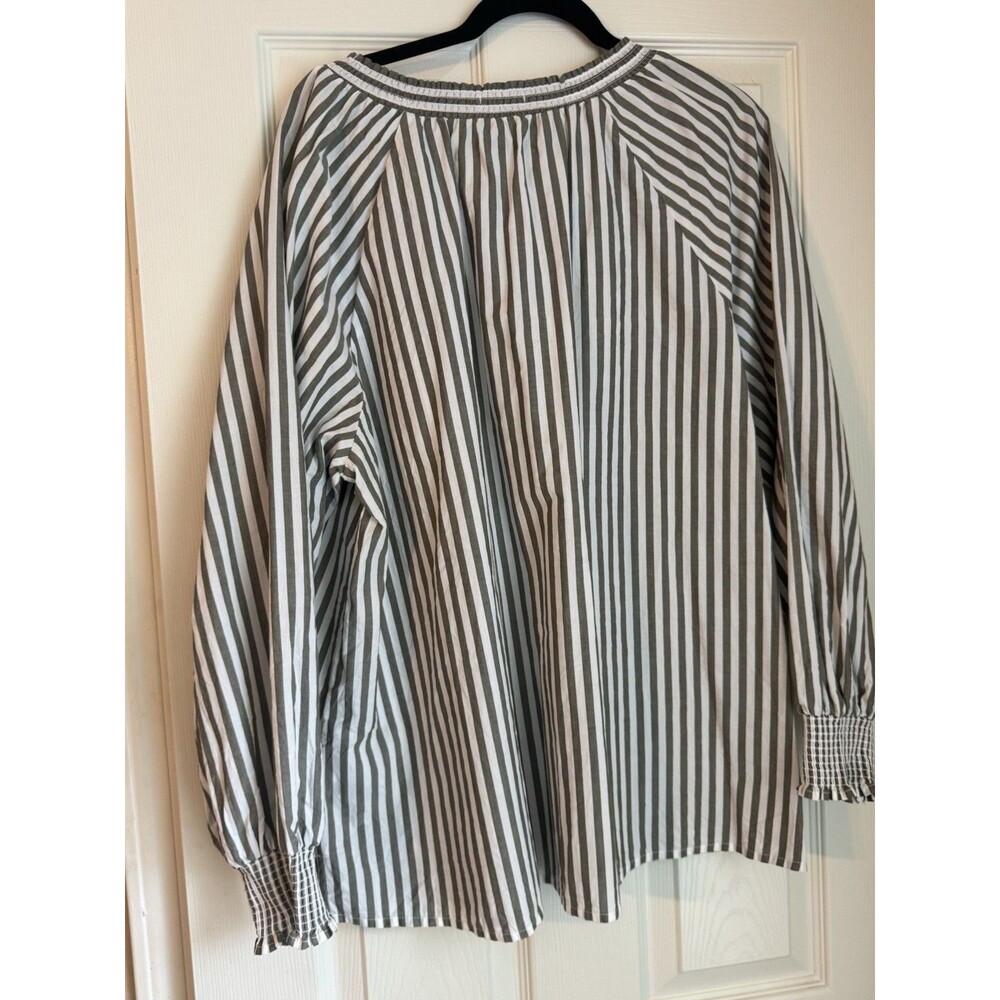 Maurice’s Striped Top 1X Plus Size Striped V Neck Poplin Blouse - Picture 2 of 6